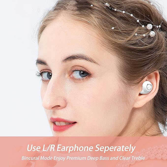 Wireless Earbuds,Kids Wireless Ear Bud with Cute Charging Case, Waterproof Stereo Smallest Wireless Earphone with Microphone for Workout Sport, Headphones for Kids and Adult