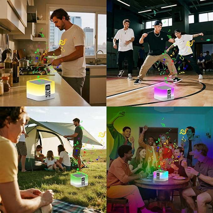 Night Light Bluetooth Speaker, Baby Nursery Night Lamp for Breastfeeding, Alarm Clocks for Kids, 30 Sounds Machine & Sleep Timer, Touch Bedside Lamp, 8 Color Changing, Gifts for Teens Boys