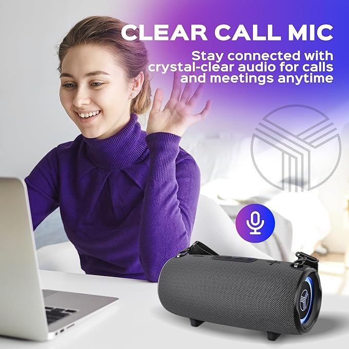 TREBLAB Ultra Loud Wireless Speaker - 60W Stereo Sound with Deep Bass, 20H Playtime, Powerbank, Waterproof, Loudest Portable Bluetooth Speaker for Home, Outdoor Party, Beach, Work, Travel, HD-Max