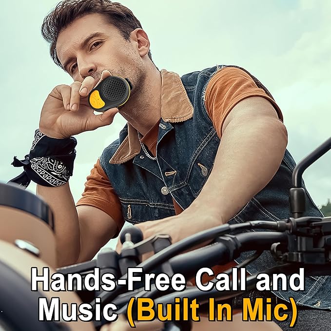 Wearable Bluetooth Speaker Clip On, Small Portable Speaker, Waterproof Bluetooth Mini Speaker with Microphone for Workout Running Up to 24H Playtime(Black+Orange)