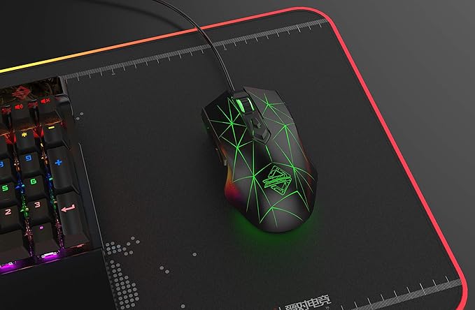 FIRSTBLOOD ONLY GAME. AJ52 Watcher RGB Gaming Mouse, Programmable 7 Buttons, Ergonomic LED Backlit USB Gamer Mice Computer Laptop PC, for Windows Mac OS Linux, Star Black