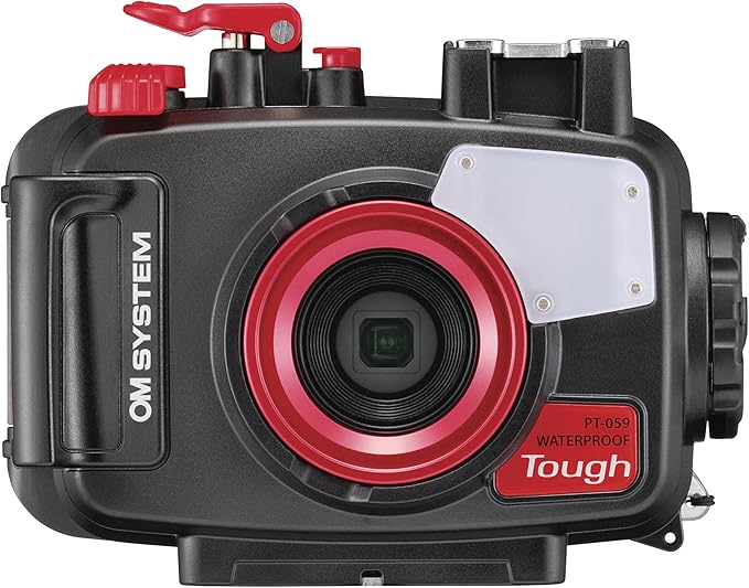 OM System PT-059 Underwater Camera Housing for TG-6 and TG-7 Cameras for Underwater Photography (Red and Black)