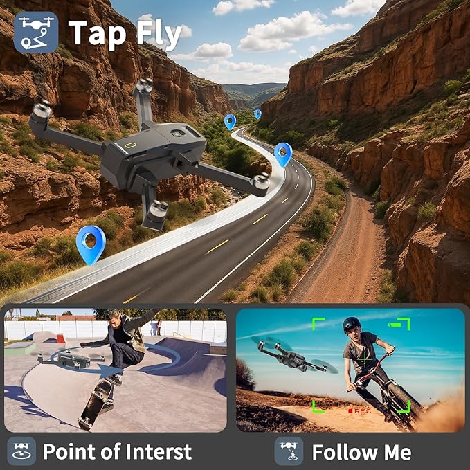 GPS Drones with Camera for Adults 1080P, 4.5"LCD Screen Control and Follow Me, 5GHz FPV Real-Time and GPS Auto Return, Up to 32G SD Card, RC Quadcopter drone Beginner, Long Flight Time Under 249g