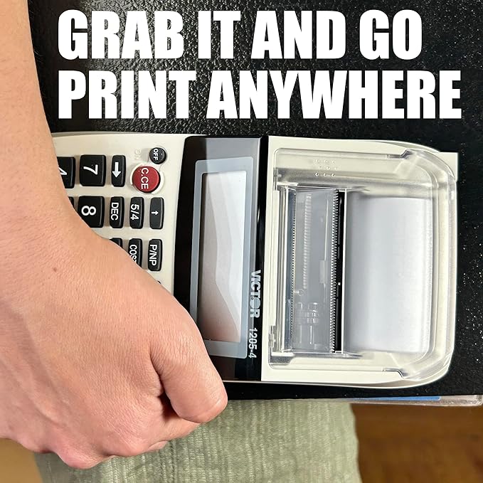 Victor 1205-4 12 Digit Portable Palm/Desktop Commercial Printing Calculator, 1.8" x 4" x 8"