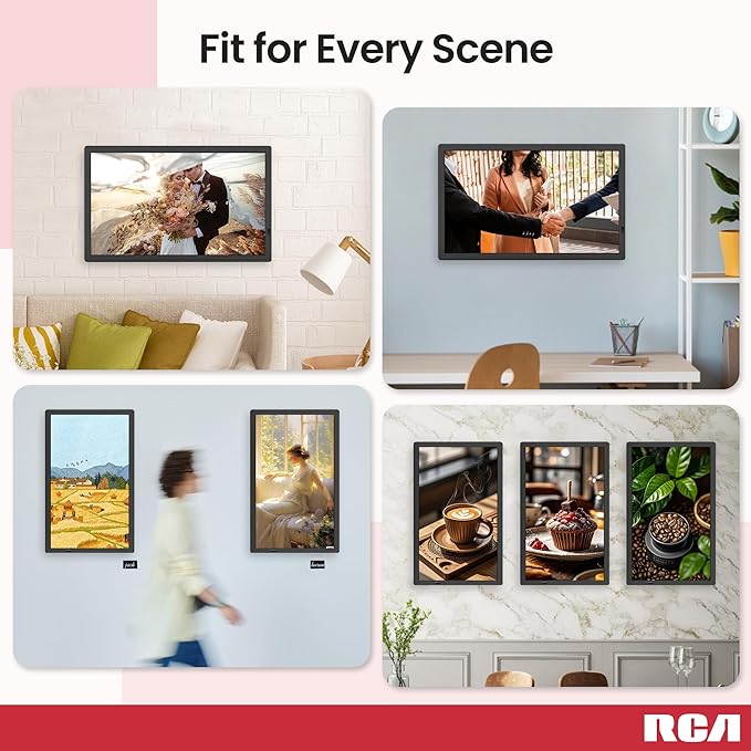 RCA 21.5" Large WiFi Digital Picture Frame Electric Uhale Frames with Remote Control 32GB Memory, 1920 X 1080P FHD IPS No Touch Screen, Support Wall Mount, Auto Rotate, Instantly Share Photos Videos