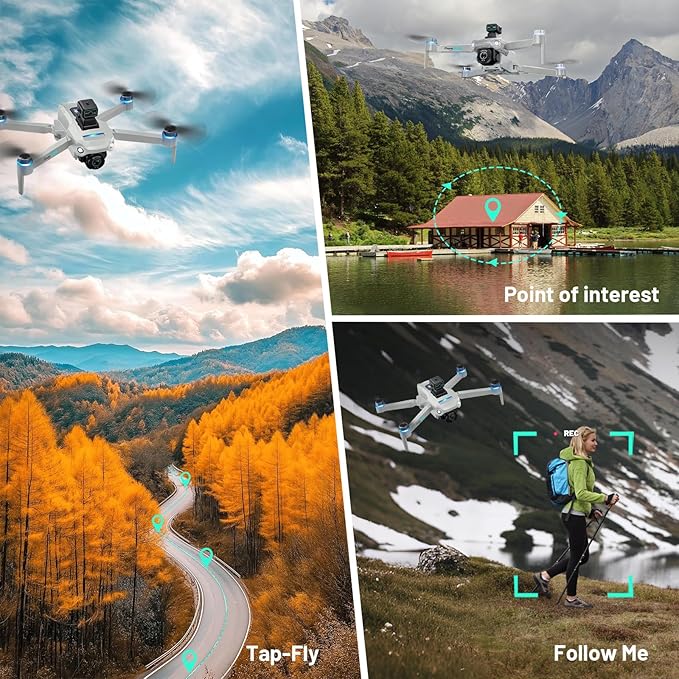 Drone with Camera for Adults 4K, Upgraded 4.5inch LCD RC Screen, GPS Quadcopter Brushless Motor, Auto Return, Follow Me, Waypoint Fly, Optical Flow, Visual Tracking,60 Mins Flight, Foldable 5G Transmission FPV Quadcopter for Beginners