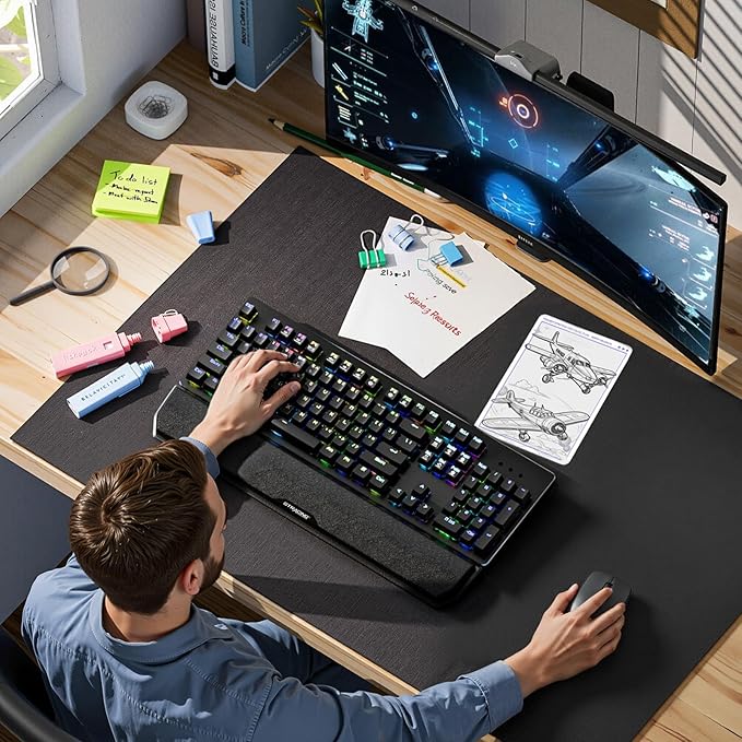 GTRACING Mechanical Gaming Keyboard Typewriter with Wrist Rest, RGB Lighting, Tactile Mechanical Switches, Programmable Macro Keys for Laptop MAC PC Gamer-Blue Switch