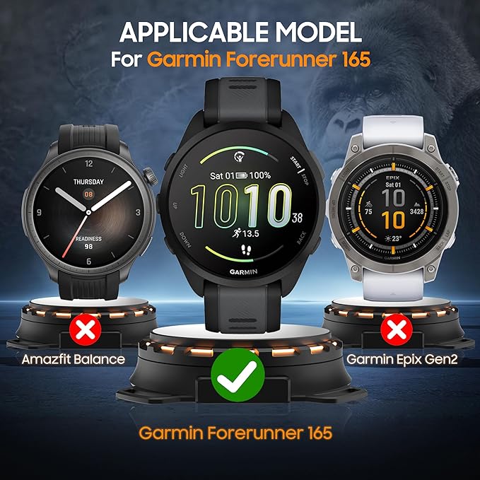 4 Pack Compatible with Garmin Forerunner 165 Screen Protector Tempered Glass,for Garmin Forerunner 165 Screen Protector Precise Fit,9H Hardness Scratch Resistance