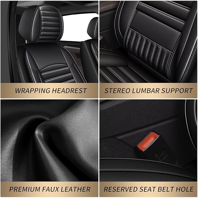 TTX LIGHTING 2 Front Car Seat Covers Custom Fit for Kia Sportage 2009-2026 Seat Covers Cushion Faux Leather Compatible with Airbag(2 Front seat,Black)