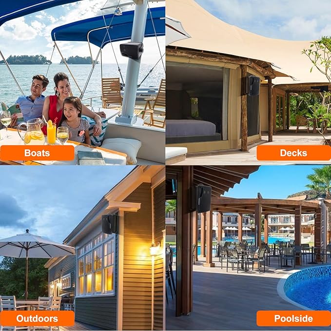 STUDIOFINIX 3.5 Inch Outdoor Bluetooth Speakers Waterproof Wired,3 Way 200W Upgrade Premium Wall Mount Speakers,Ideal use in Patio,Deck, Indoor Outdoor(Black)