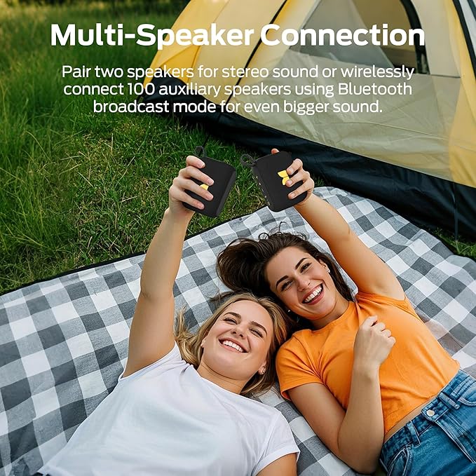 Monster Cube 1 Portable Bluetooth Speaker, IPX7 Waterproof, Bluetooth 6.0, 20H Playtime, Powerful Stereo Sound, Speaker for Home, Outdoors and Travel, Black