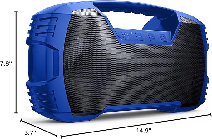 Houl Zallee IPX7 Waterproof Bluetooth Speaker, 40W (60W Peak) Portable Wireless Speakers, 32H Playtime, Stereo Loud Sound, Deep Bass, Bluetooth 5.0, Built-in Mic for Camping, Party, Gifts, Beach-Blue