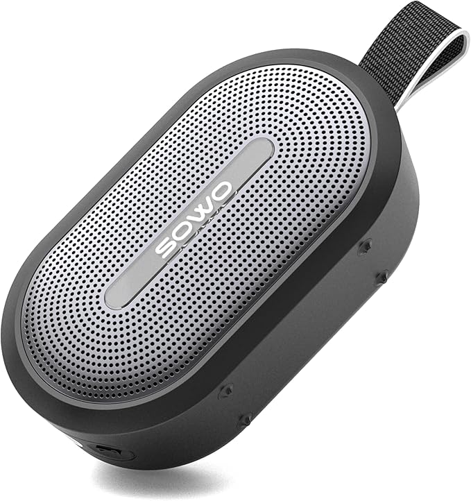 SOWO Wireless Portable Small Speaker, Ultra Magnetic Bluetooth Speaker for Golf Cart, Coverless IP67 Waterproof, 24 H Playtime, Pro Sound, Clip Hanging Design for Outdoor, Indoor - Black