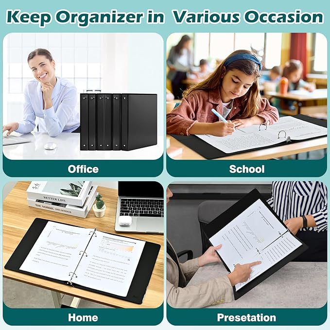 3 Ring Binder 1 Inch 12 Pack, 1" Clear View Round-Ring-Binder, PVC-Free,Holds for 200 Sheets 8.5" x 11" US Letter Size Paper, Durable Black Binders Perfect for Office,School and Home