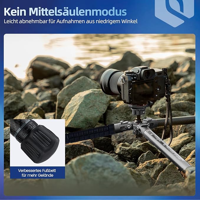 Fotopro Carbon Fiber Tripod 1.7lbs Ultralight 62 Inch Portable Compact Travel Tripod for Camera DSLR Load up to 22lbs X-Aircross 3 Lite Grey