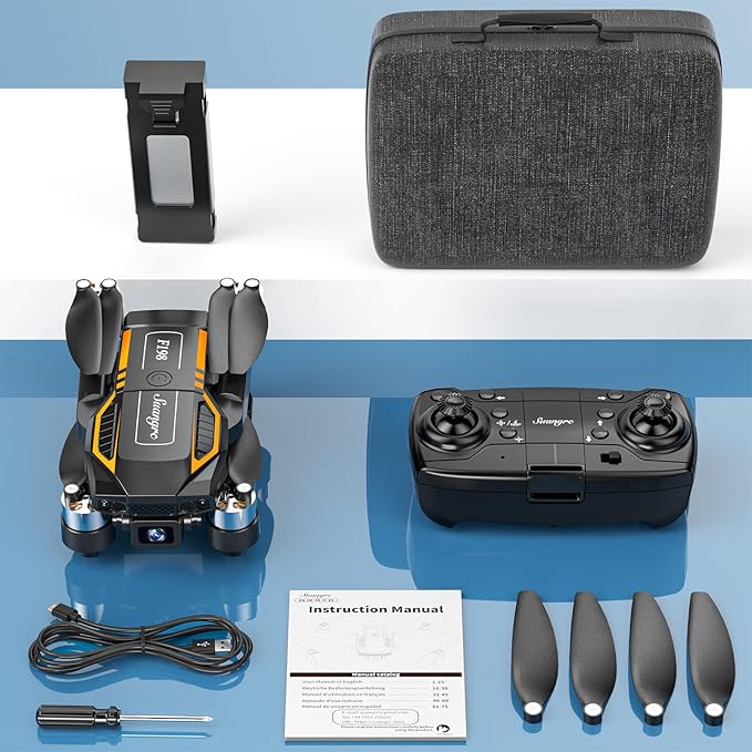 F198 Drone with Dual Camera, 720P HD 90° Adjustable Lens, Quadcopter Dual Camera, WiFi APP, 3D Flip, Auto Hold, Optical Flow Positioning, Foldable Drone for Adult Beginners