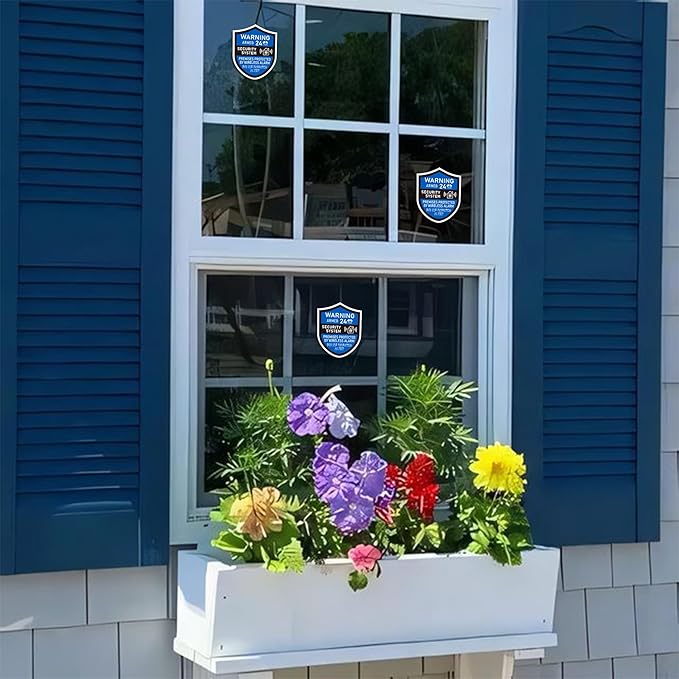 3PCS Security Alarm System Sign for Home, Self-Adhesive Weatherproof Small 24 Hours Warning Sticker, Safety Protection System for House Doors and Windows, Business Indoor & Outdoor Use 2.8x2.4 In