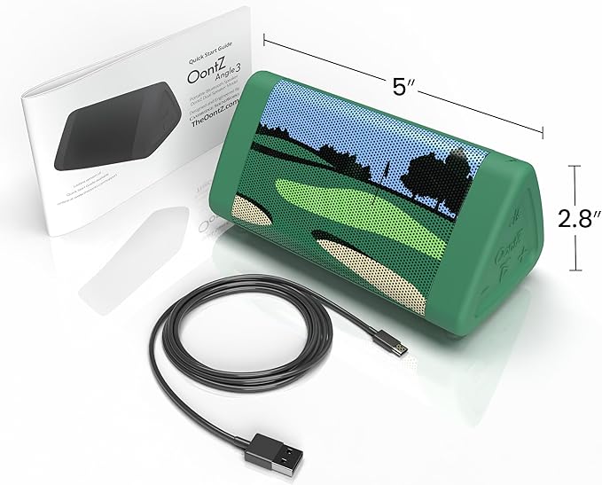 Oontz Upgraded Angle 3 Golf Portable Bluetooth Speaker 5.0-10W Sound, 14-Hr Battery, 100ft Wireless Range, IPX5 Water-Resistant, Budget Small Speaker for Travel, Party, Outdoor or Home (Green)