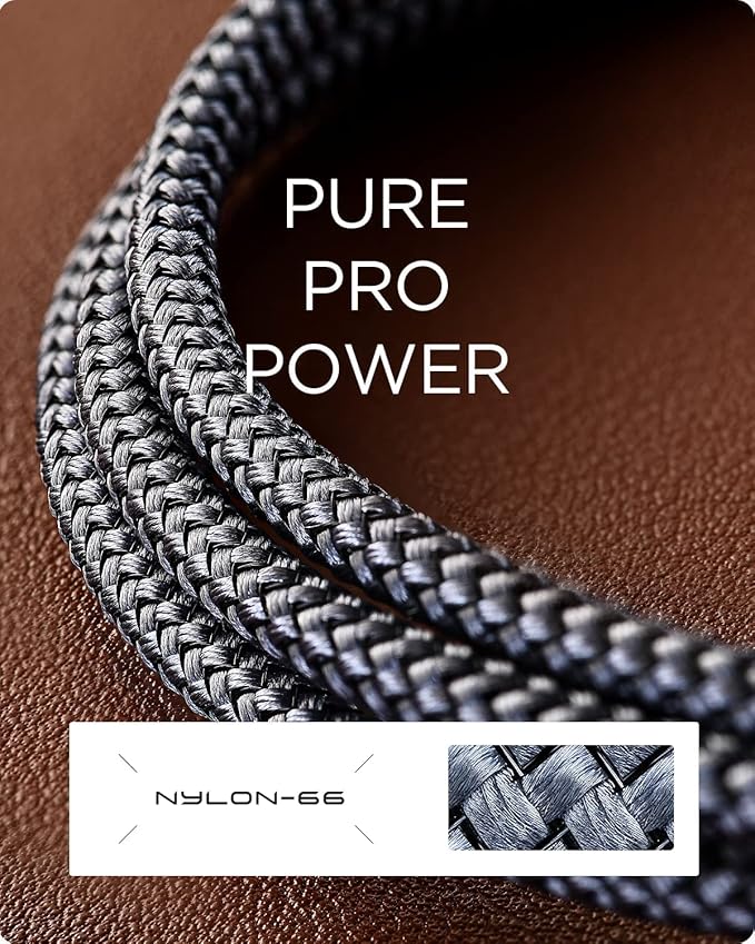 AINOPE USB C Cable 60W 4-Pack 3.3FT+3.3FT+6.6FT+10FT Nylon Braided USB C to USB C Cable Type C Charger Fast Charging Right Angle USBC Cable Charger Cord for iPhone 16 Pro Max 15 Plus Samsung S24 Grey