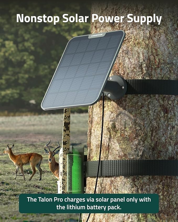True 4K 4G LTE Cellular Hunting Camera +Battery Pack+6W Solar Panel+64G SD Card, 0.2s Trigger Speed, Game or Trail Camera with GPS, Non-Glow IR, SIM Card, Motion Capture, Talon Pro Solar Kit