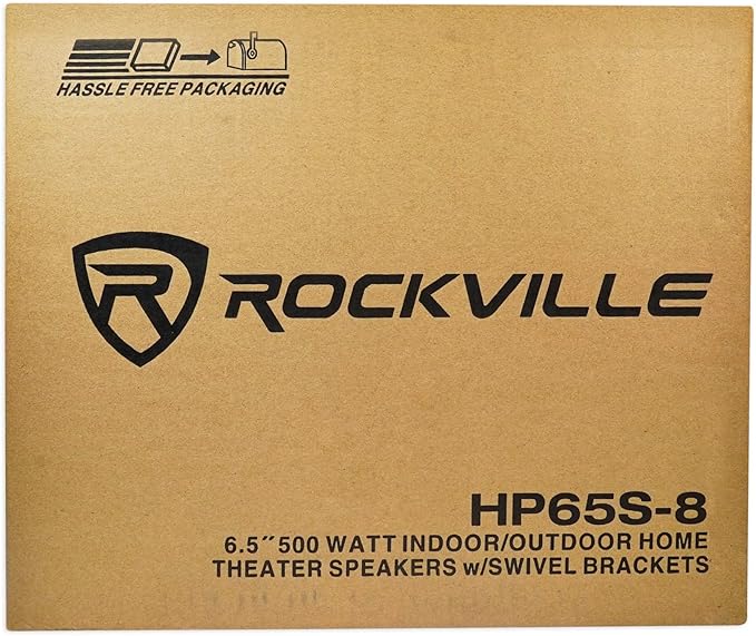 Rockville Pair HP65S-8 6.5" 500W White Outdoor/Indoor Speakers, 8 Ohm, Waterproof, Swivel Bracket, Paintable Grill, for Patio and Home Theater