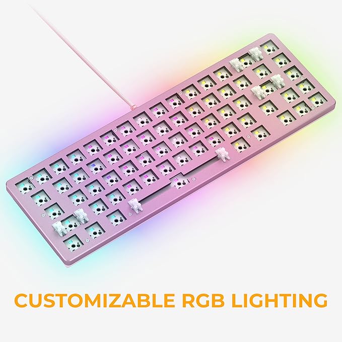 Glorious Gaming GMMK 2 Compact 65% Barebones (Frame Only) - Mechanical Gaming Keyboard Frame, Compact TKL Size (65%), Aluminium, Customisable, Per Key RGB, American QWERTY Layout - Pink