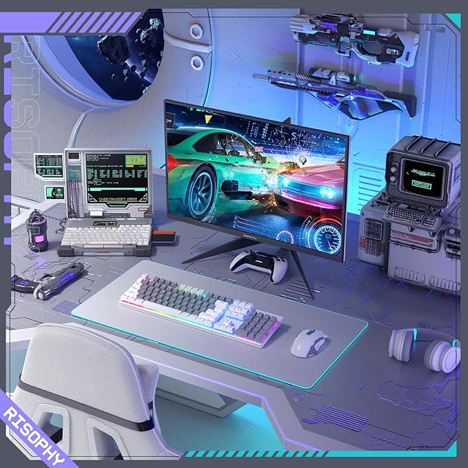 Wireless Mechanical Keyboard, Triple Mode 2.4G/USB-C/Bluetooth Gaming Keyboard, 104 Keys Programmable, Customize RGB Backlit, Red Switch, Bicolor PBT Keycaps, Rechargeable Wired for Laptop PC