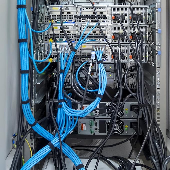 100PCS Reusable Cable Ties, 8 Inches Adjustable Cord Straps, Wire Organizer, Cord Wrap Hook Loop Cable Management, Multi Purpose Cable Management Ties for Home, Office & Data Centers Black