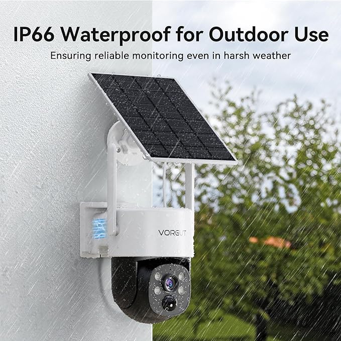 Solar Security Camera Wireless Outdoor, 3MP PTZ Solar Powered Camera for Home Security Surveillance Outside with Solar Panel, 2.4G WiFi, Human Detection, True Color Night Vision, 360° Viewing
