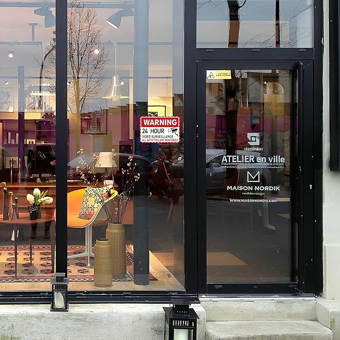 2PCS Video Surveillance Sign/All Activities Are Monitored, Waterproof Durable Security Camera Sign Sticker, Warning Signs for Home, Business, Property