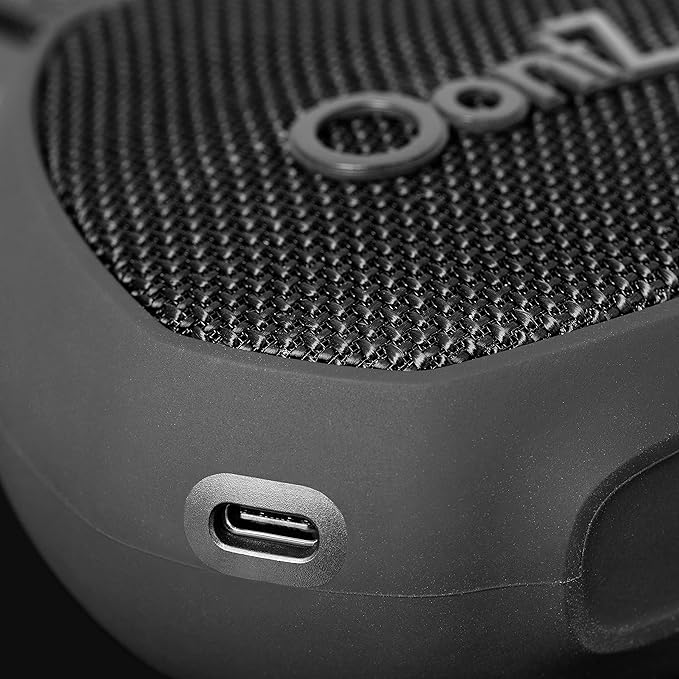 Oontz Mini Bluetooth Speaker 5.0-5W Sound, 12-Hr Battery, 100ft Wireless Range, IPX7 Waterproof, Budget-Friendly Small Portable Clip On Speaker for Shower, Travel, Party, Outdoor or Home (Black)