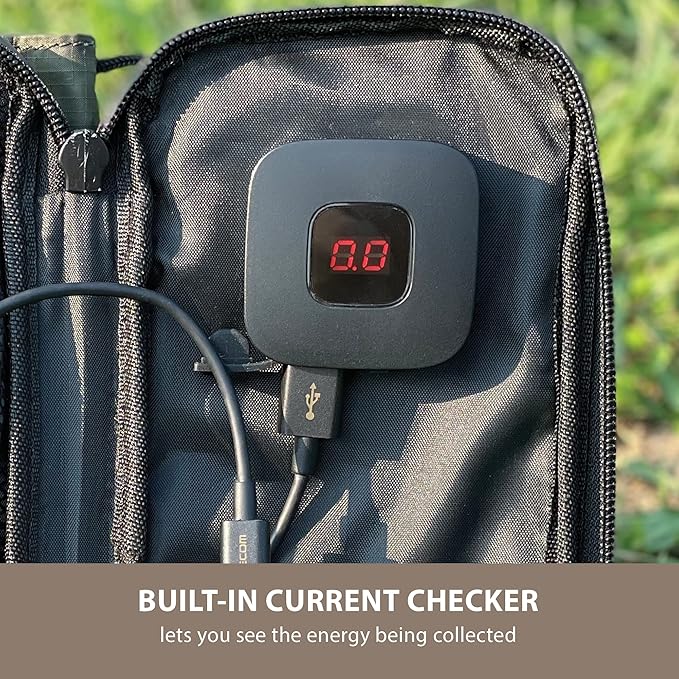 ELECOM NESTOUT Portable Solar Panel, Dual USB-A Ports, 28W Power Generation Charger for Phone Camping, Durable Water-Resistant Ripstop Nylon, Foldable Lightweight, Adjustable Stands (2-Panel)