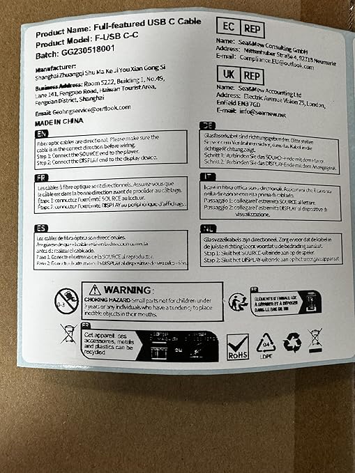 GeoHN.G Full-Featured Fiber Optic USB C to USB C Cable 15M/50FT, 10Gbps 4-Lanes Long Distance USB 3.2 Video Cable with PD 60W for VR Headsets/AR, Webcam, Laptop, Camera, Mini PC and Video Conference