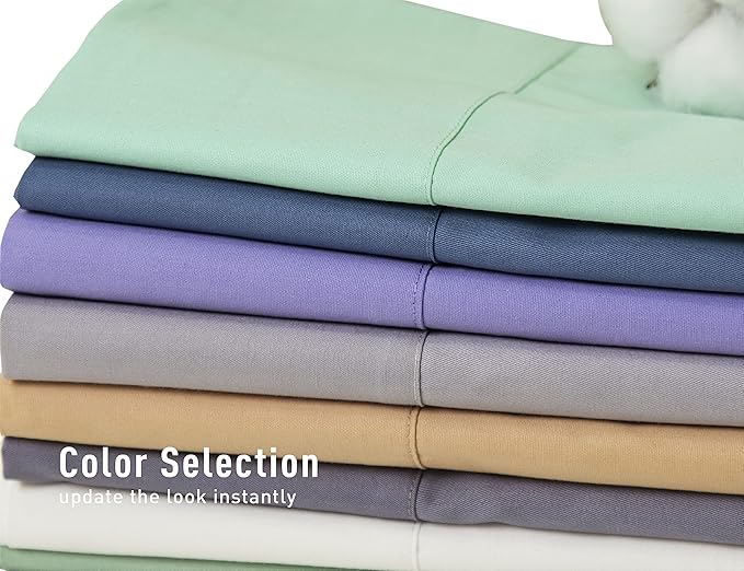 Sunflower Queen Pillowcases Set of 2, 100% Cotton Queen Size Pillow Cases 2, 20×30 inches Green Ash, Soft and Breathable