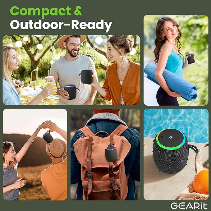 GEARit Portable Bluetooth Speaker Wireless with 15W Loud Sound - IPX6 Water-Resistant Speakers - Fast Connect 5.3 Bluetooth, AUX, and TWS Pairing - Perfect for Gift/Home/Outdoor/Party