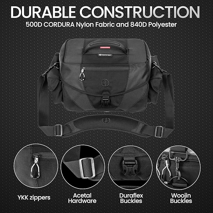 Tamrac Stratus 10 Camera Bag for Photographers, Camera Case for Photography Accessories, Shoulder Bag for DSLR and Mirrorless Cameras, Crossbody Camera Bag with Tripod Holder Strap - Black