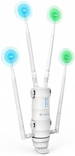 WAVLINK AC1200 Outdoor Long Range Weatherproof WiFi Extender/Wireless Access Point with Passive POE, Dual Band 2.4G+5G, 4x7dBi Omni Directional Antennas,Supports Router/AP/Repeater/Mesh Modes