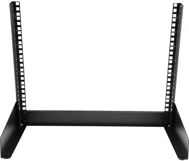 StarTech.com 2-Post 8U Desktop Server Rack, Small Open Frame 19in Computer Rack, Compact Network Rack for AV / Studio / Data / IT Equipment, Free Standing Two-Post Home/Office Rack , TAA (RK8OD)