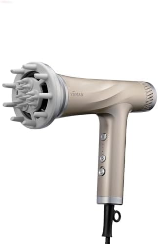 Blow Dryer with Scalp Massager, Ionic Reset Technology, Hair Dryer with Diffuser Attachment - Quiet, Lightweight, and Powerful for Women (Gold)