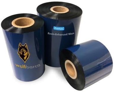 1 Rolls Wolfbarco 6.5" x 1476' (165mm x 450m) Black Premium Resin-Enhanced Wax Thermal Transfer Ribbon Compatible with Zebra,TEC, INTERMEC,Citizen,TSC,GODEX,ARGOX Printers