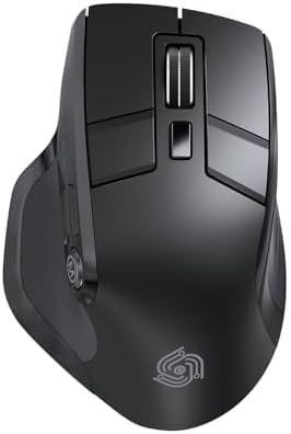 Wireless Mouse for Computer, Ergonomic Silent Mouse with 2.4GHz & Bluetooth, Multi Device Switch, OLED Display, Adjustable DPI, Rechargeable, 9 Buttons, for Windows/Mac, Black