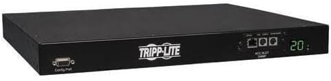 Tripp Lite 3.2-3.8kW Single-Phase ATS/Switched PDU, LX Platform Interface, 200-240V Outlets (8 C13 & 2 C19), 2 C20, 12ft Cord, 1U Rack-Mount, TAA (PDUMH20HVATNET) Black