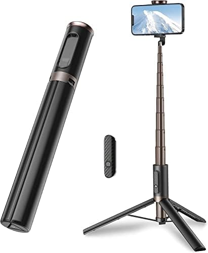 TONEOF Travel Tripod, Cell Phone Selfie Stick, 60 Inch All-in-1 Stand with Integrated Wireless Remote, Lightweight and Portable, Extendable Tripod for iPhone and Android