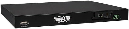 Tripp Lite 3.2-3.8kW Single-Phase ATS/Switched PDU, LX Platform Interface, 200-240V Outlets (8 C13 & 2 C19), 2 C20, 12ft Cord, 1U Rack-Mount, TAA (PDUMH20HVATNET) Black