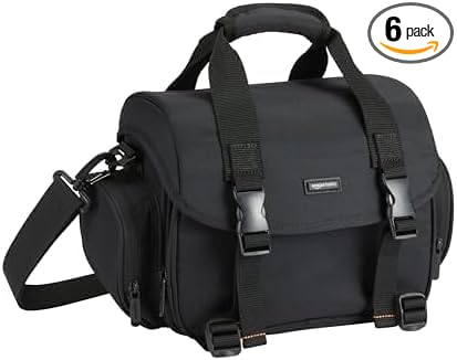 Amazon Basics Large DSLR Gadget Bag, Black with Orange Interior, Solid (Pack of 6)