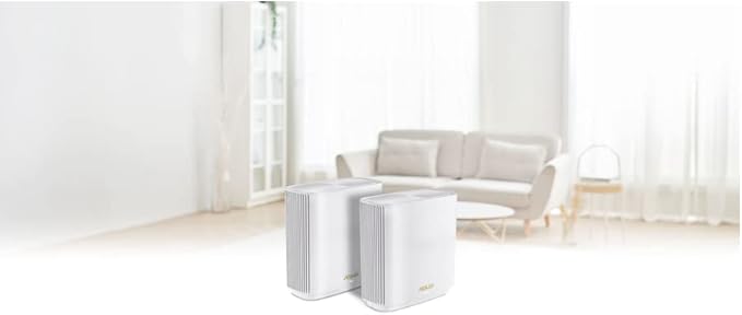 ASUS ZenWiFi XT9 AX7800 Tri-Band WiFi6 Mesh WiFiSystem (2Pack), 802.11ax, up to 5700 sq ft & 6+ Rooms, AiMesh, Lifetime Free Internet Security, Parental Controls, 2.5G WAN Port, UNII 4, White