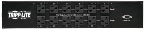 Tripp Lite 2.9kW Single-Phase ATS / Switched PDU, LX Platform Interface, 120V Outlets (24 5-15/20R, 1 L5-30R) 2 L5-30P, 2 10ft Cords, 2U Rack-Mount, TAA (PDUMH30ATNET),Black