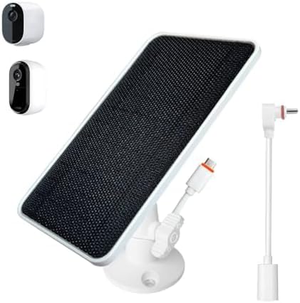 JJMASEE Solar Panel Charger for Arlo Essential/XL Spotlight Cam and Essential 2K/2K XL (2nd Gen), with 13FT Weatherproof Long Cable and 360° Adjustable Aluminium Alloy Mount(1 Pack)