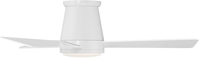 WAC Smart Fans Hug Indoor and Outdoor 3-Blade Flush Mount Smart Home Ceiling Fan 44in Matte White with 3000K LED Light Kit and Remote Control works with Alexa and iOS or Android App