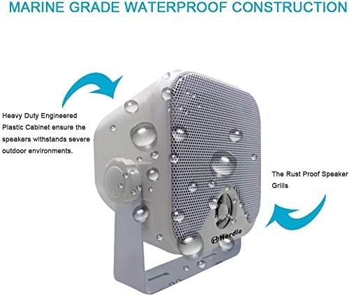 4" Heavy Duty Waterproof Boat Marine Box Outdoor Speakers Surface Mounted for Skid Steer ATV UTV RZR Golf Cart (White)